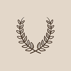 Image showing Laurel wreath sketch icon.