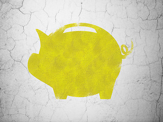 Image showing Money concept: Money Box on wall background