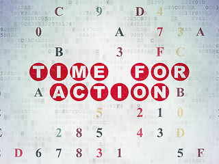 Image showing Time concept: Time for Action on Digital Data Paper background