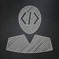 Image showing Programming concept: Programmer on chalkboard background