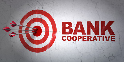 Image showing Currency concept: target and Bank Cooperative on wall background