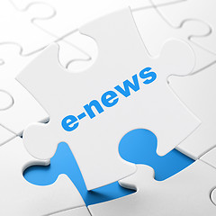 Image showing News concept: E-news on puzzle background