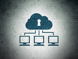 Image showing Security concept: Cloud Network on Digital Data Paper background