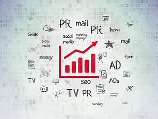 Image showing Marketing concept: Growth Graph on Digital Data Paper background