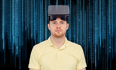 Image showing man in virtual reality headset or 3d glasses