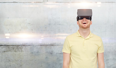 Image showing happy man in virtual reality headset or 3d glasses