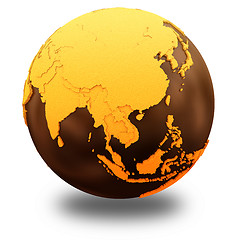 Image showing Southeast Asia on chocolate Earth