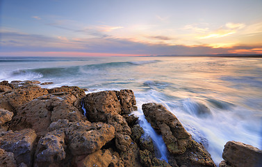 Image showing As the sun sets at Bherwerre beach