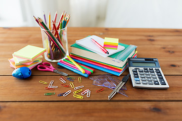 Image showing close up of stationery or school supplies on table