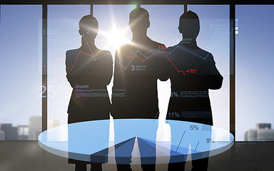 Image showing business people silhouettes with pie chart