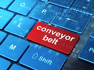 Image showing Manufacuring concept: Conveyor Belt on computer keyboard background