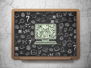 Image showing Learning concept: Computer Pc on School board background