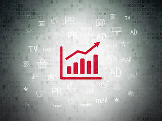 Image showing Marketing concept: Growth Graph on Digital Data Paper background