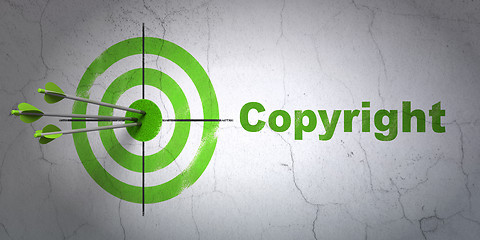 Image showing Law concept: target and Copyright on wall background