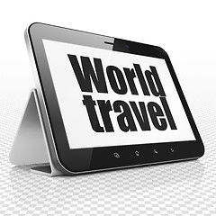 Image showing Tourism concept: Tablet Computer with World Travel on display