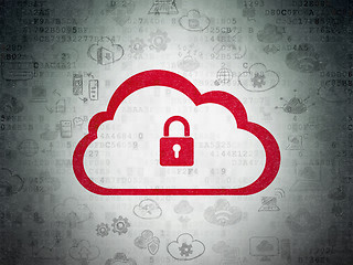 Image showing Cloud technology concept: Cloud With Padlock on Digital Data Paper background