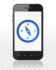 Image showing Vacation concept: Smartphone with Compass on display