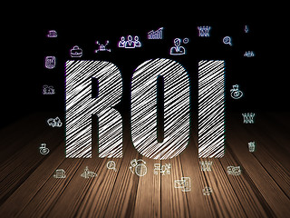 Image showing Business concept: ROI in grunge dark room