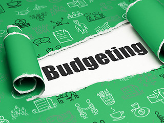Image showing Business concept: black text Budgeting under the piece of  torn paper