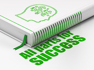 Image showing Finance concept: book Head With Finance Symbol, All parts for Success on white background