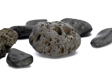 Image showing Black strange rock isolated on white