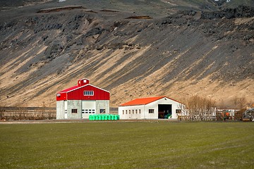 Image showing Farm house near mountain