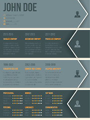 Image showing Modern resume cv with arrows and shadows in dark green