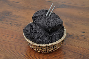 Image showing Balls of wool in basket