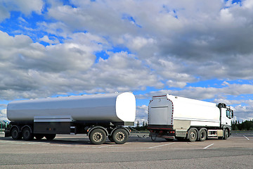 Image showing White Tank Truck under Beautiful Sky