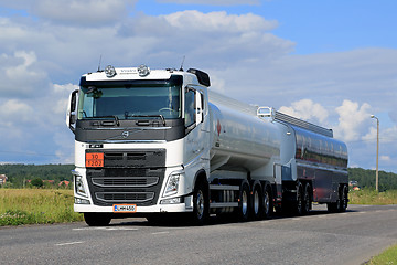 Image showing White Volvo FH Tank Truck ADR on Summer Road