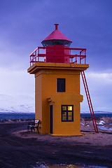 Image showing Orange lighthouse in the evening, Iceland