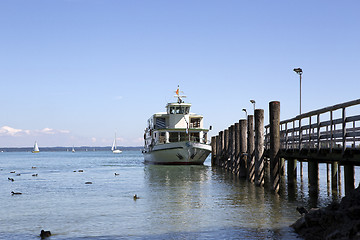 Image showing Steamship at the pier, Chiemsee, Bavaria