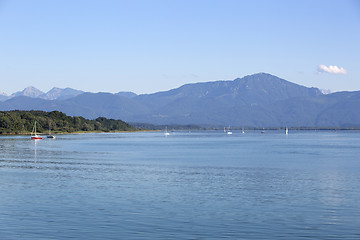 Image showing Mountain panorama at lake Chiemsee, Bavaria