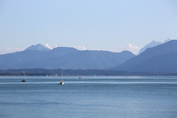 Image showing Sailing boats at lake Chiemsee, Bavaria, Germany