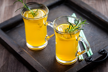 Image showing Homemade lemonade with rosemary