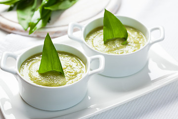 Image showing Fresh wild garlic leaves