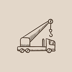 Image showing Mobile crane sketch icon.