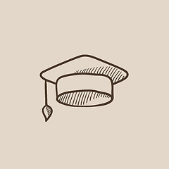 Image showing Graduation cap sketch icon.