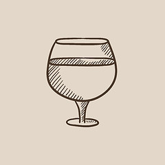 Image showing Glass of wine sketch icon.