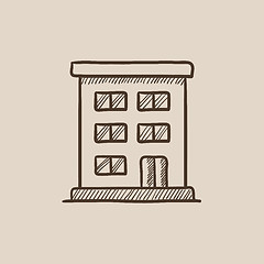 Image showing Residential building sketch icon.