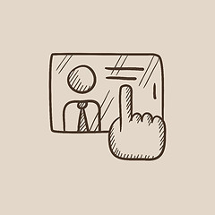 Image showing Hand pushing touch screen button sketch icon.