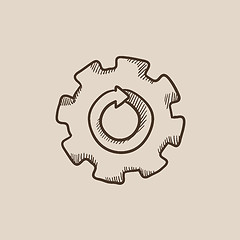 Image showing Gear wheel with arrow sketch icon.