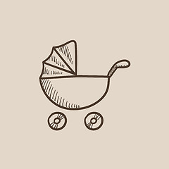 Image showing Baby stroller sketch icon.