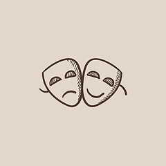 Image showing Two theatrical masks sketch icon.