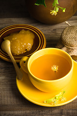 Image showing Still life with linden tea and honey