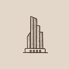 Image showing Skyscraper office building sketch icon.