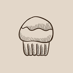 Image showing Cupcake sketch icon.