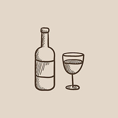 Image showing Bottle of wine sketch icon.