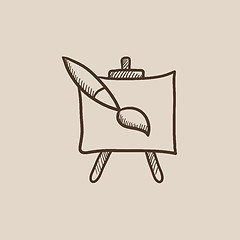 Image showing Easel and paint brush sketch icon.