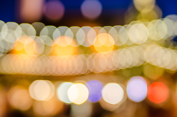 Image showing Decorated Christmas tree. Abstract blurred lights background